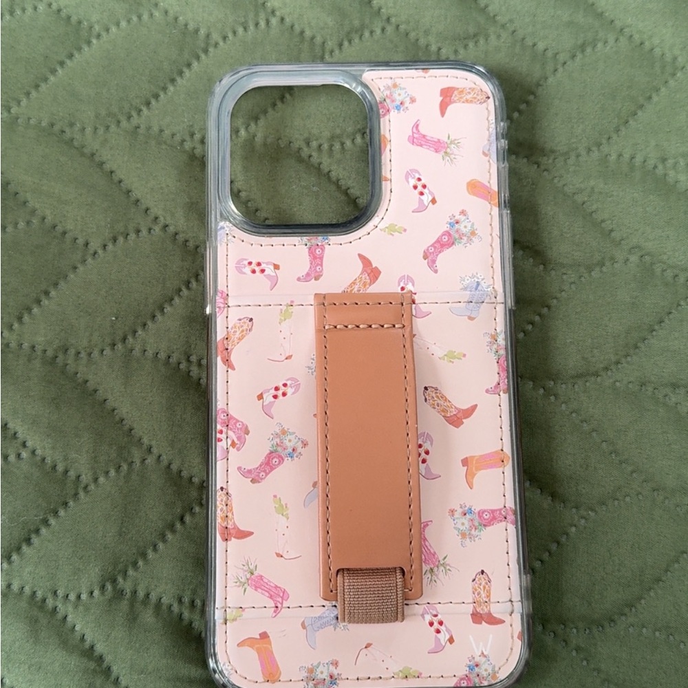 Wallis Boot Pattern Phone Case with Tan Strap
